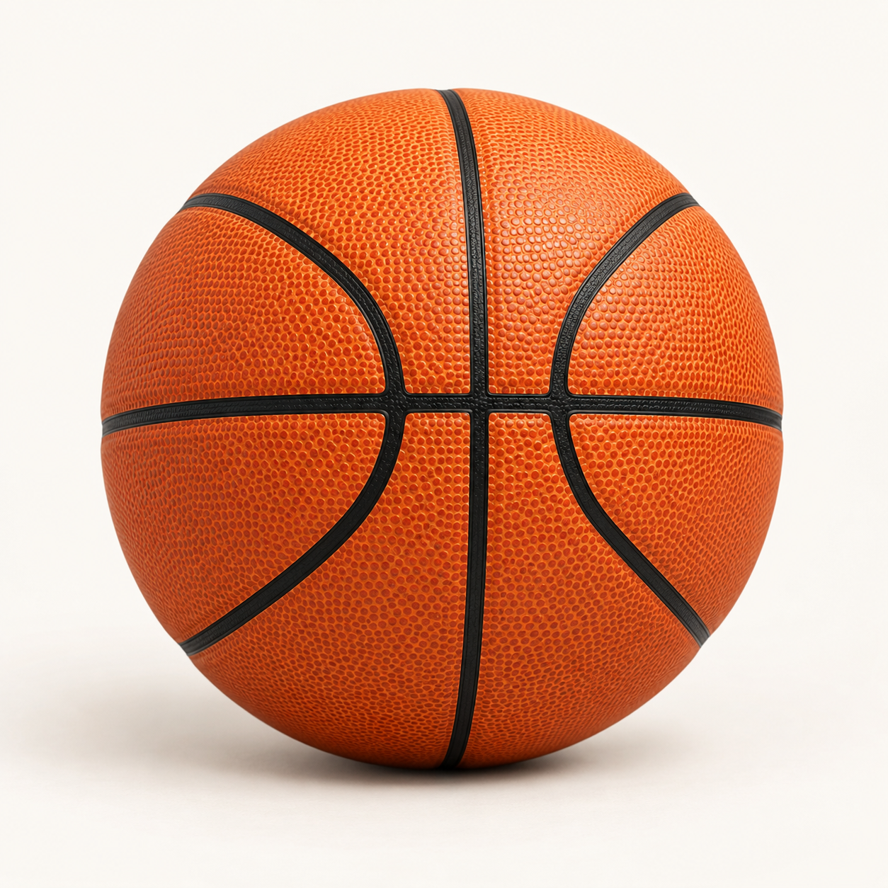 An orange and black training basketball